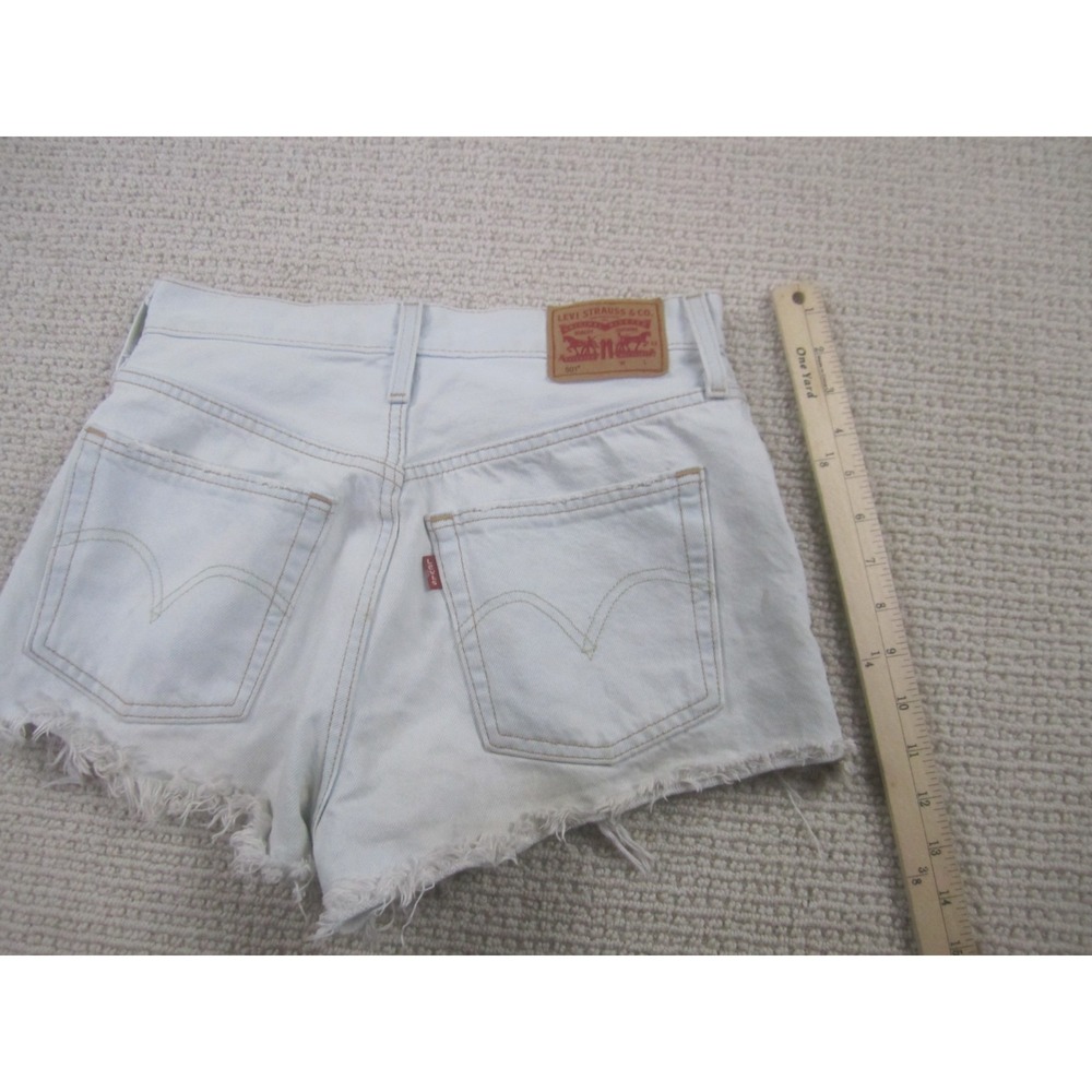 Levi's 501 Shorts Womens 25 Blue Distressed Denim Cut Off 5-Button Fly Jean - Picture 14 of 16